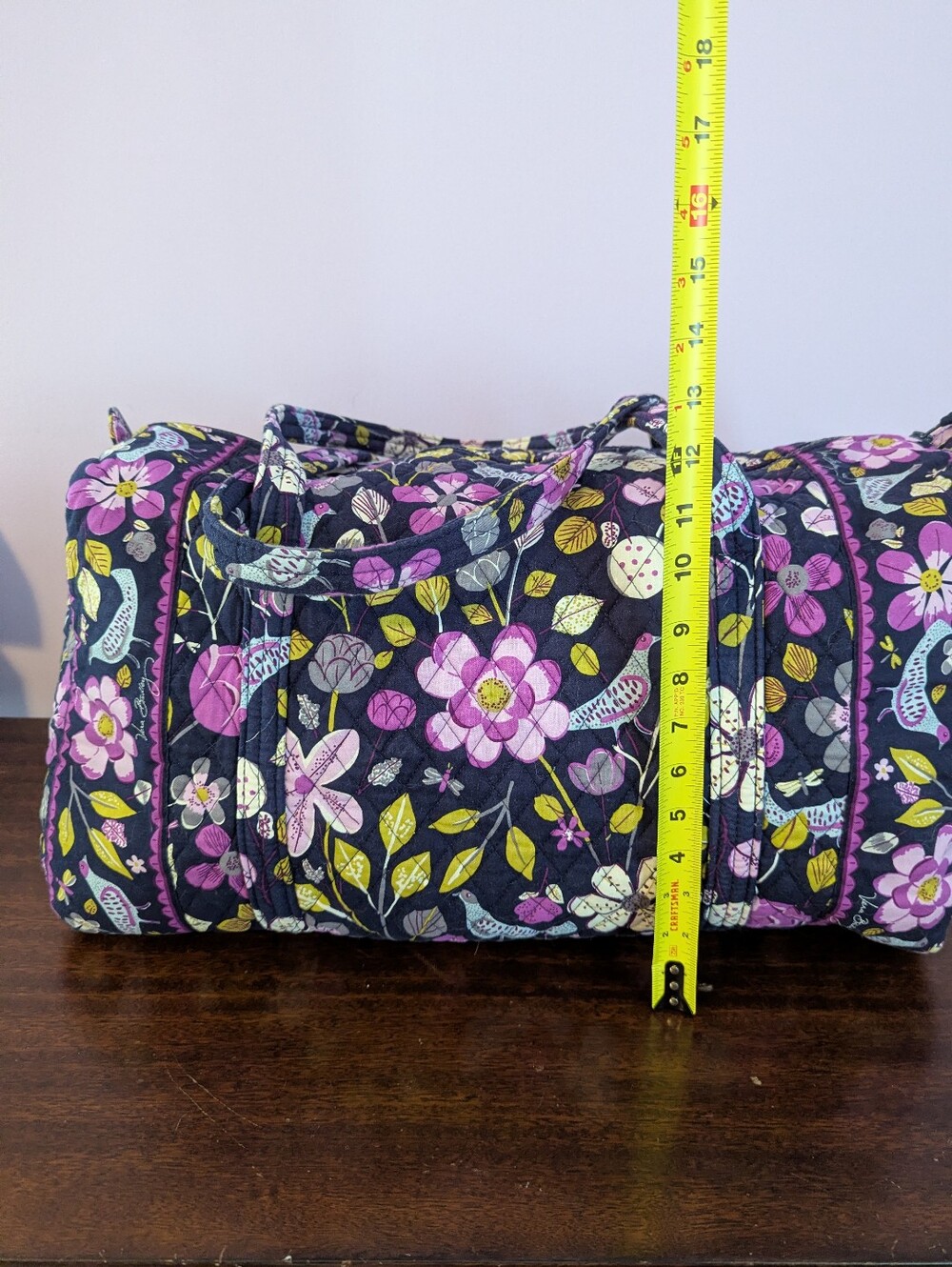 Vera Bradley Large Duffel Tote Floral Nightingale Purple Quilted Bag - Picture 6 of 10